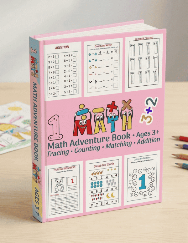 Math Activity Book for Kids (Ages 3–6) | Tracing, Counting, Matching & Addition Printable PDF Workbook