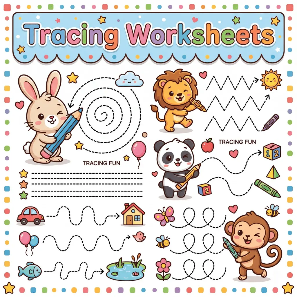 Free tracing lines worksheets for toddlers