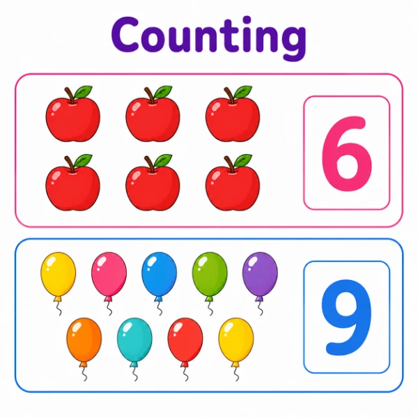 Free counting worksheets for kindergarten — count objects how many count to 10 and skip counting from Kidzolearn