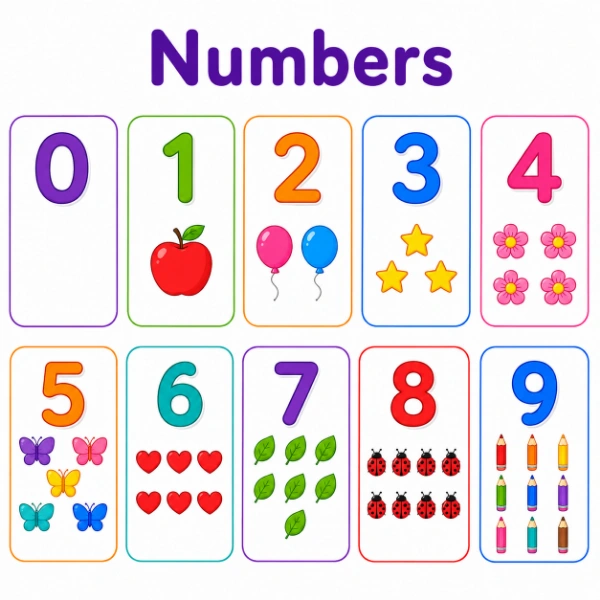 Free number worksheets for kindergarten — trace write recognise and match numbers 1 to 20 from Kidzolearn