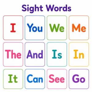 Free sight words worksheets for kindergarten — color trace write and match Dolch sight words from Kidzolearn