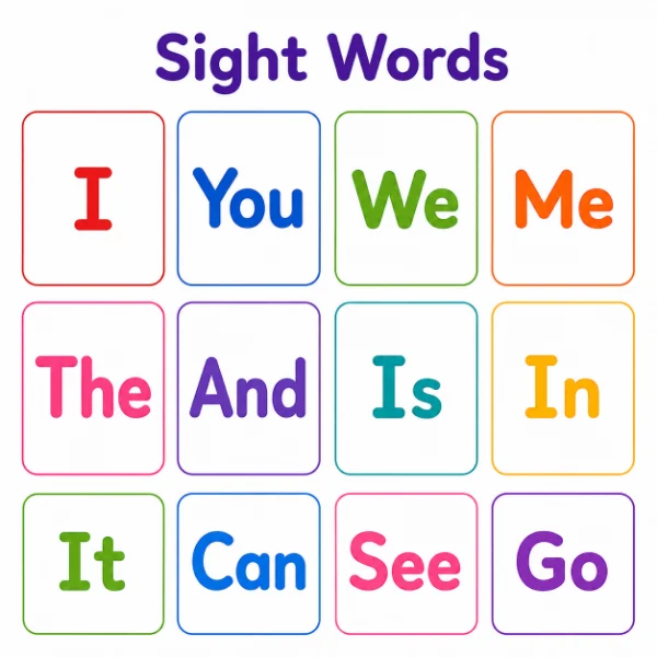Free sight words worksheets for kindergarten — color trace write and match Dolch sight words from Kidzolearn